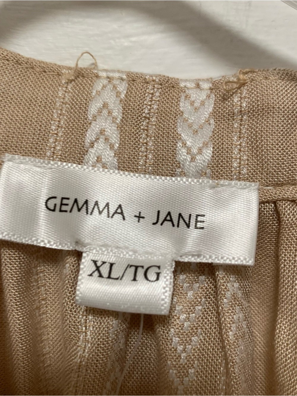 Striped Tassel Tie Beige Tunic Blouse - Picture 2 of 7